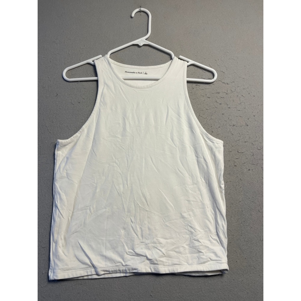 Abercrombie & Fitch Tank Top Cotton Blend White Solid Large Womens